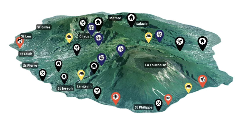 Carte des spots de l'île